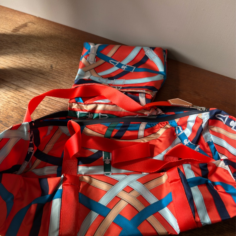 HERMES Airsilk Duffle 38 真絲材質運動旅行袋-9