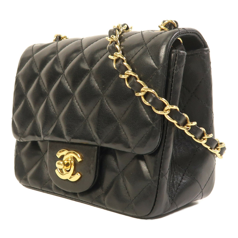 CHANEL 羊皮皮革Mini Classic 17金扣鏈帶肩背袋-2