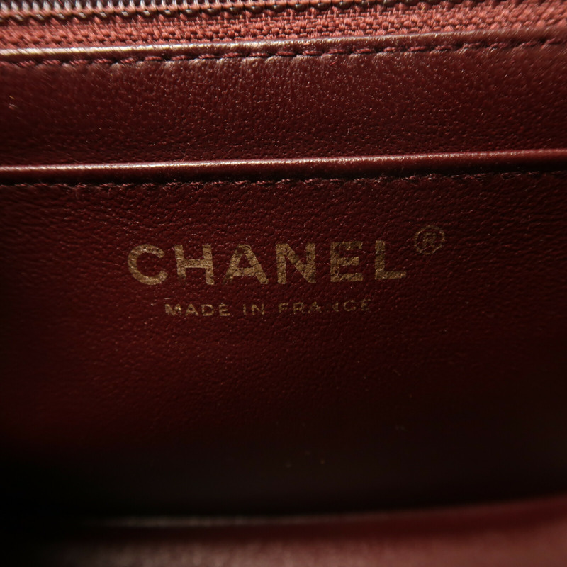 CHANEL 羊皮皮革Mini Classic 17金扣鏈帶肩背袋-14