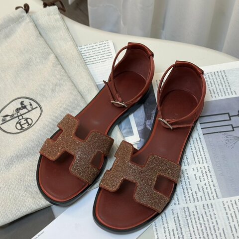 HERMES Santorini涼鞋 - 磚紅 37