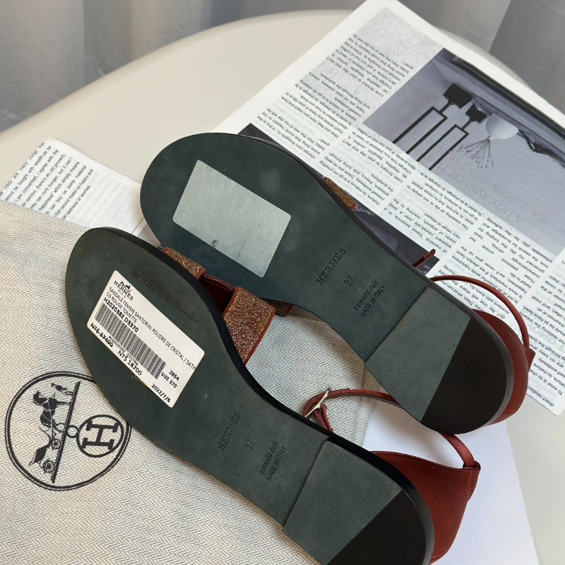 HERMES Santorini涼鞋 - 磚紅 37-3