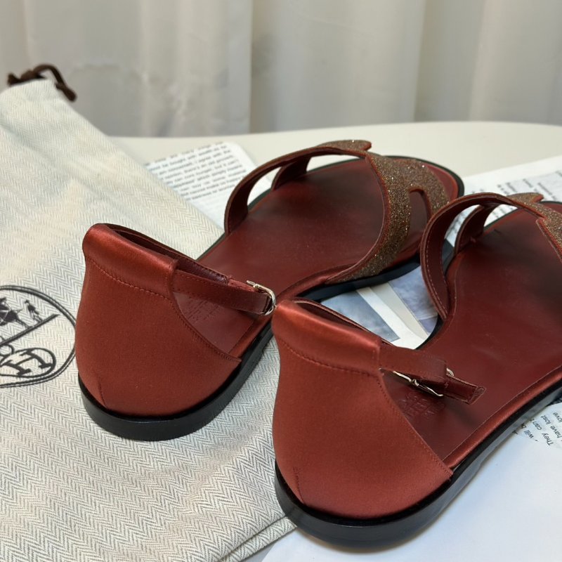 HERMES Santorini涼鞋 - 磚紅 37-4