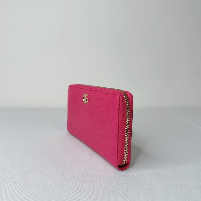 GUCCI 全新玫紅色牛皮拉鍊長夾-2