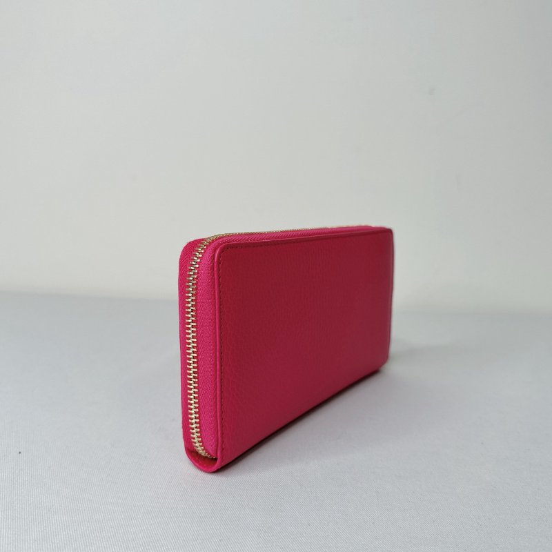 GUCCI 全新玫紅色牛皮拉鍊長夾-5