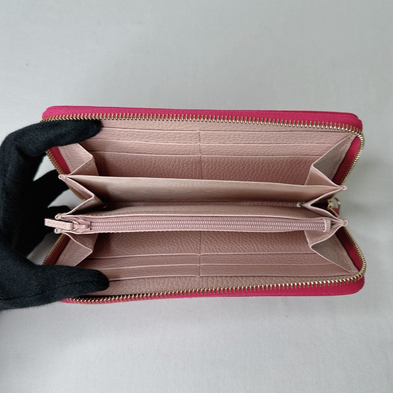 GUCCI 全新玫紅色牛皮拉鍊長夾-6