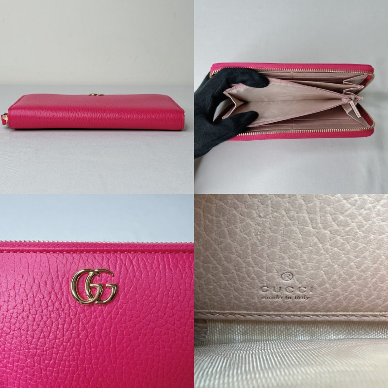 GUCCI 全新玫紅色牛皮拉鍊長夾-7