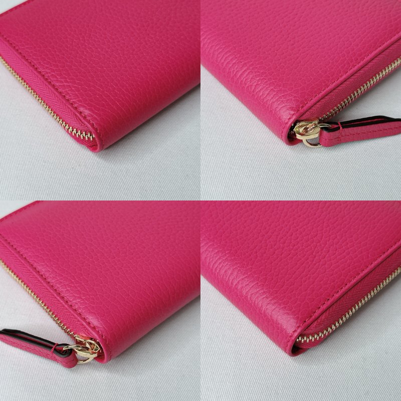 GUCCI 全新玫紅色牛皮拉鍊長夾-8