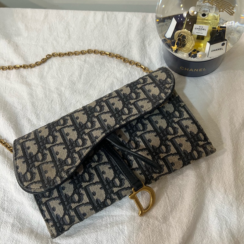 ෆ Dior Saddle Woc馬鞍老花鏈條包-12