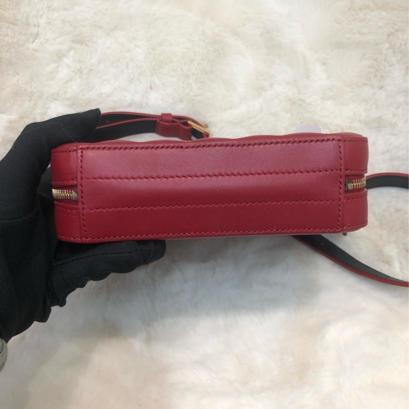 YSL 紅色直紋方形腰包 XC165-5