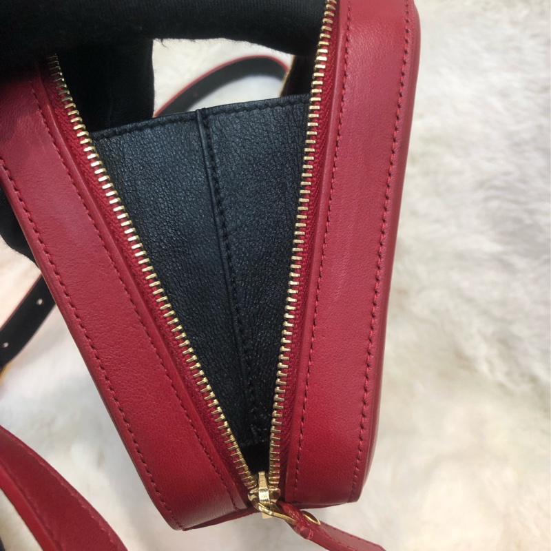 YSL 紅色直紋方形腰包 XC165-9