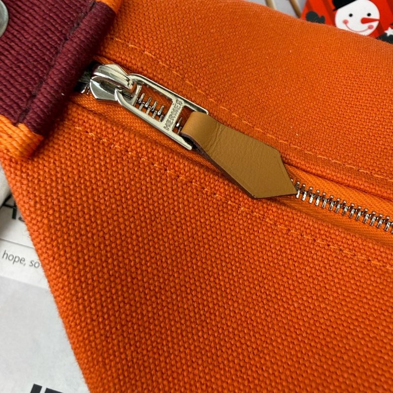 Hermès BRIDE A BRAC 火焰橙(9J) 帆布 小號-5