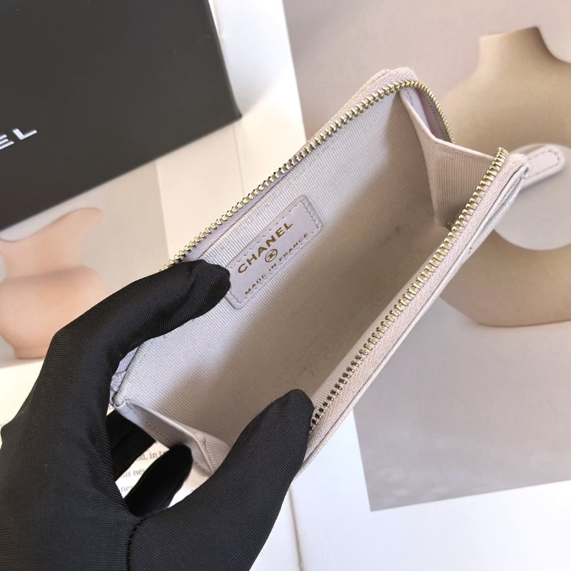 CHANEL L型拉鍊零錢卡片包 - 粉金-4