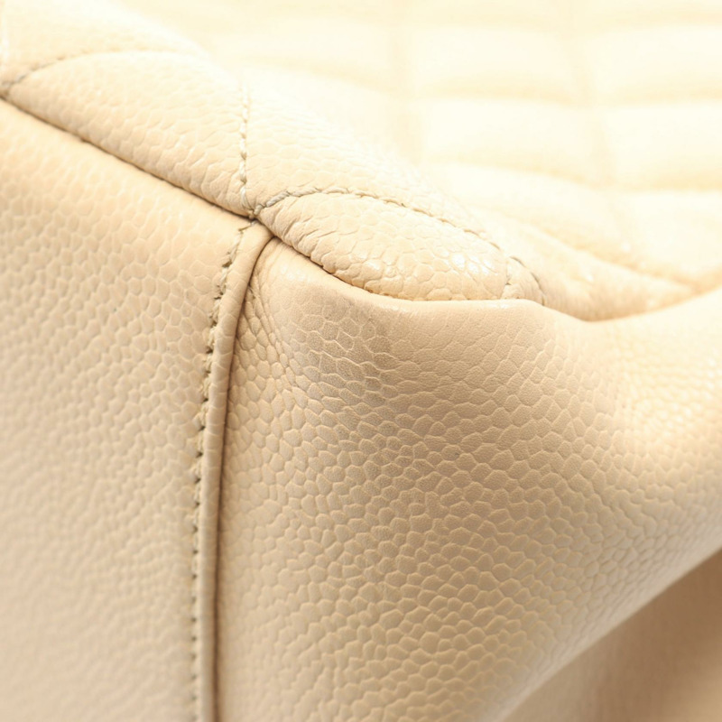 香奈兒 Matelasse Grand Shopping GST 鏈條肩背包,米色皮革,二手-5