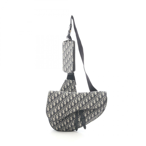 Christian Dior SADDLE Oblique Jacquard 腰部斜背包 帆布皮革 二手
