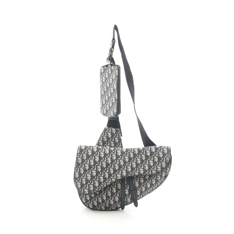 Christian Dior SADDLE Oblique Jacquard 腰部斜背包 帆布皮革 二手-0