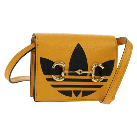 GUCCI 肩挎皮夾包 皮革 黃金色 702248 正品 156147M