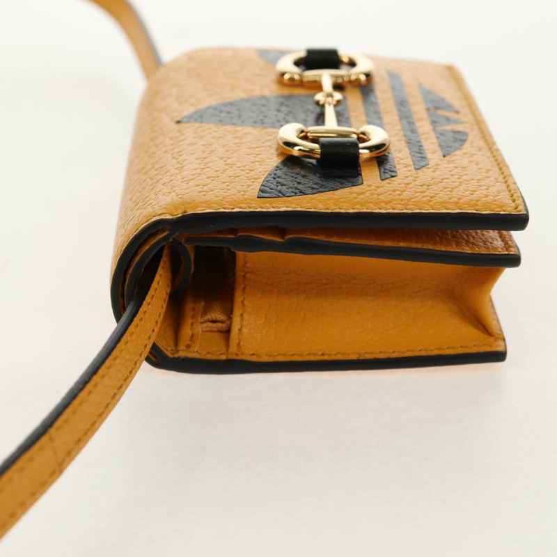 【日本直送】GUCCI 肩挎皮夾包 皮革 黃金色 702248 正品 156147M-2