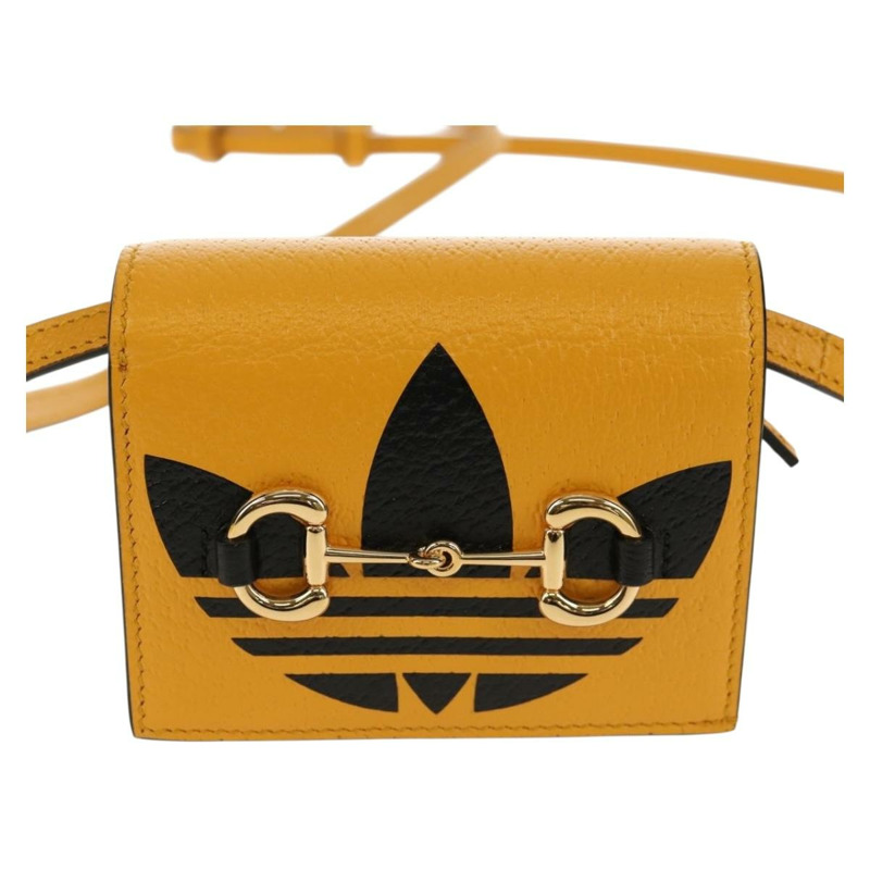 【日本直送】GUCCI 肩挎皮夾包 皮革 黃金色 702248 正品 156147M-12