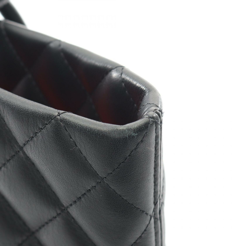 香奈兒 Cambon 系列大托特單肩手提包，黑色漆皮，SHW 五金配件，二手 CC-7