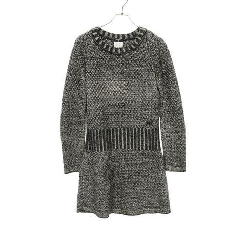 香奈兒長袖迷你洋裝 #38 P42137K03196 絲羊毛羊絨黑色二手 CC