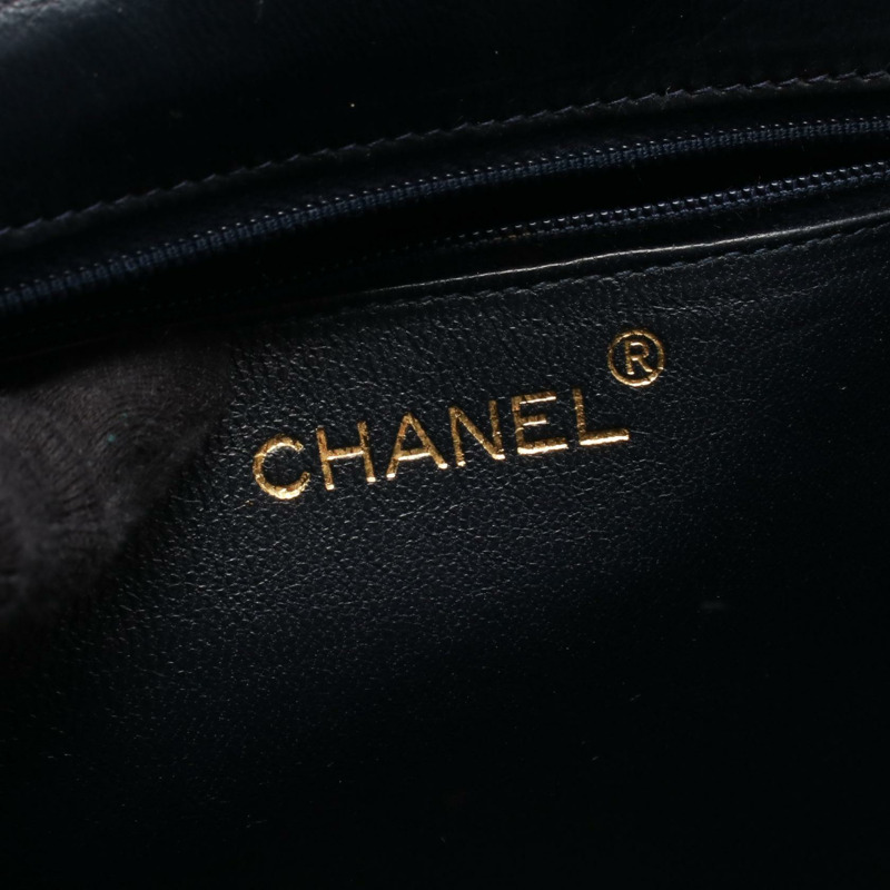 香奈兒 COCO 標誌單肩斜背包,海軍藍/紅色,金色五金,二手,女士 CC-3