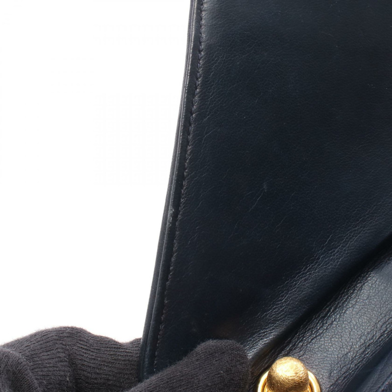 香奈兒 COCO 標誌單肩斜背包,海軍藍/紅色,金色五金,二手,女士 CC-7