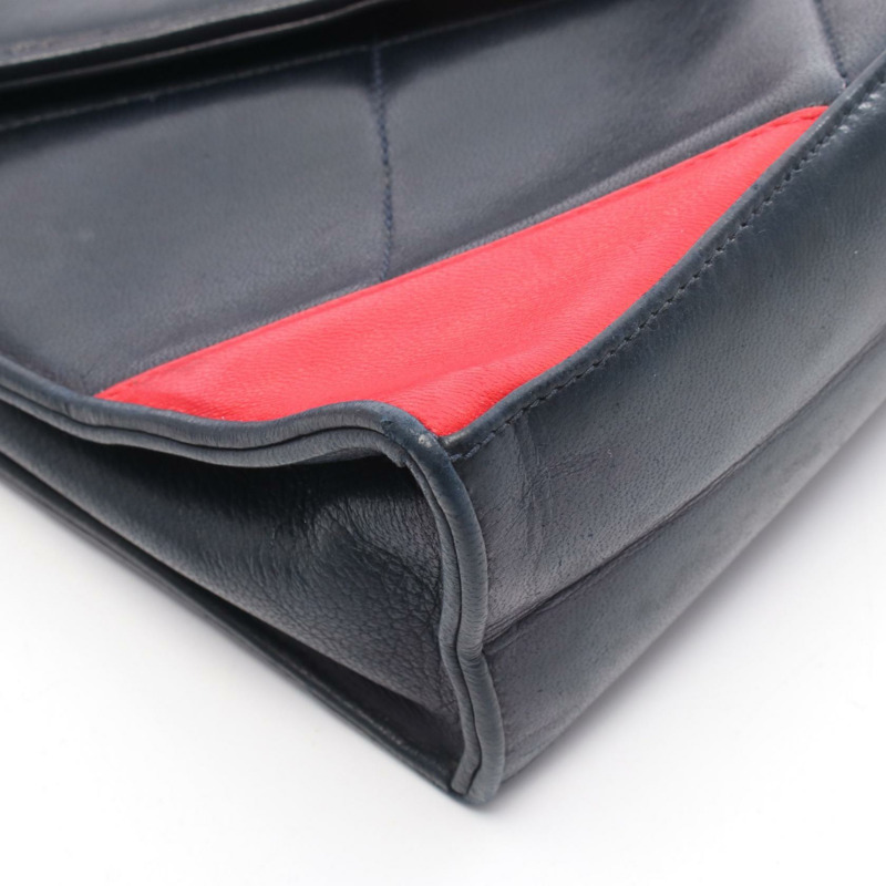 香奈兒 COCO 標誌單肩斜背包,海軍藍/紅色,金色五金,二手,女士 CC-8