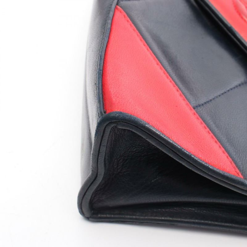 香奈兒 COCO 標誌單肩斜背包,海軍藍/紅色,金色五金,二手,女士 CC-10