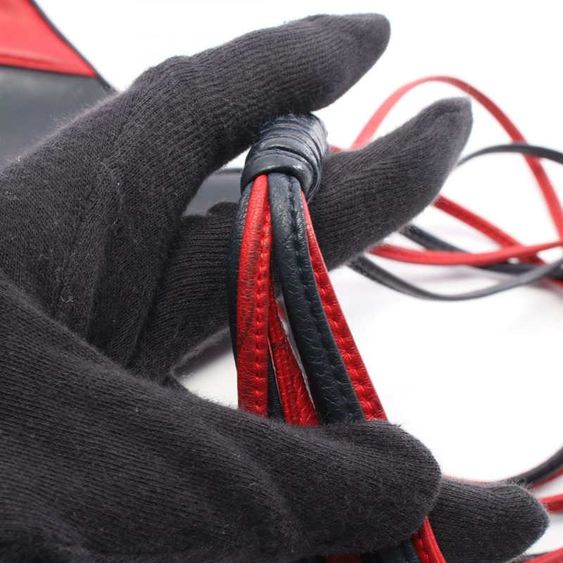 香奈兒 COCO 標誌單肩斜背包,海軍藍/紅色,金色五金,二手,女士 CC-11