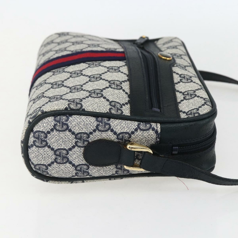 【日本直送】GUCCI GG Supreme Sherry Line 單肩包 PVC 海軍藍/金色/紅色 010 378 正品 160556-3