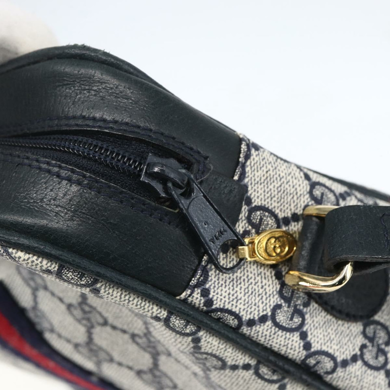 【日本直送】GUCCI GG Supreme Sherry Line 單肩包 PVC 海軍藍/金色/紅色 010 378 正品 160556-8