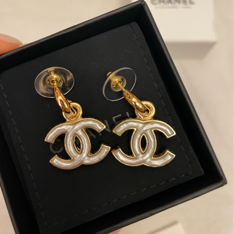 Chanel 23B雙C琺瑯耳環-0