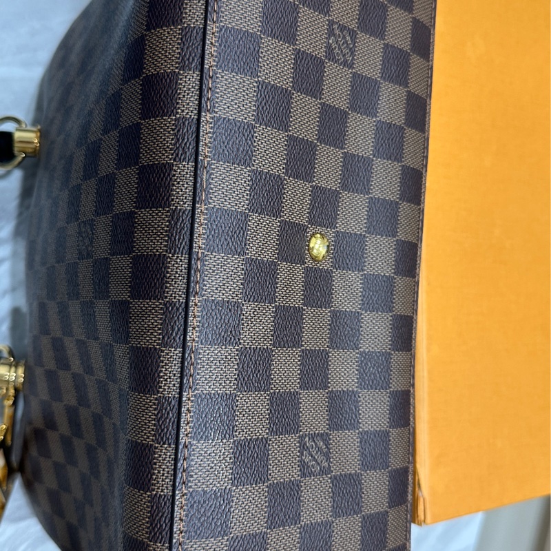 LV Riverside 棋盤格拼黑色牛皮金扣手提肩背包 N40050-7