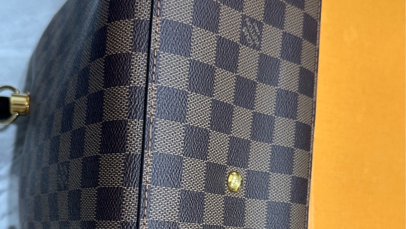 LV Riverside 棋盤格拼黑色牛皮金扣手提肩背包 N40050-11