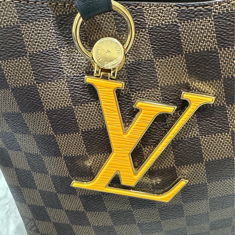 LV Riverside 棋盤格拼黑色牛皮金扣手提肩背包 N40050-15