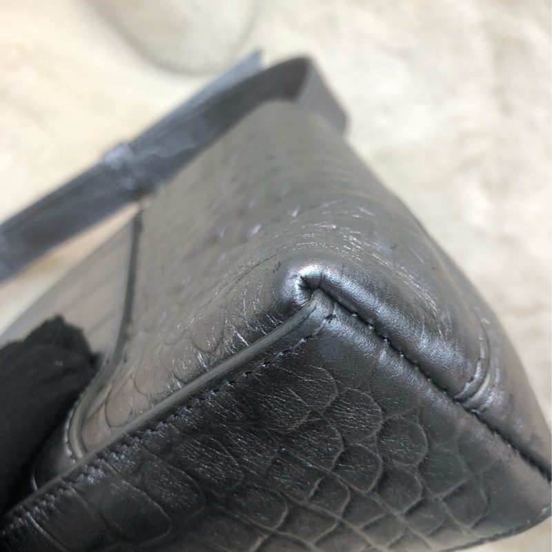 Balenciaga 銀色Town 鱷魚壓紋皮手袋 XC001-12