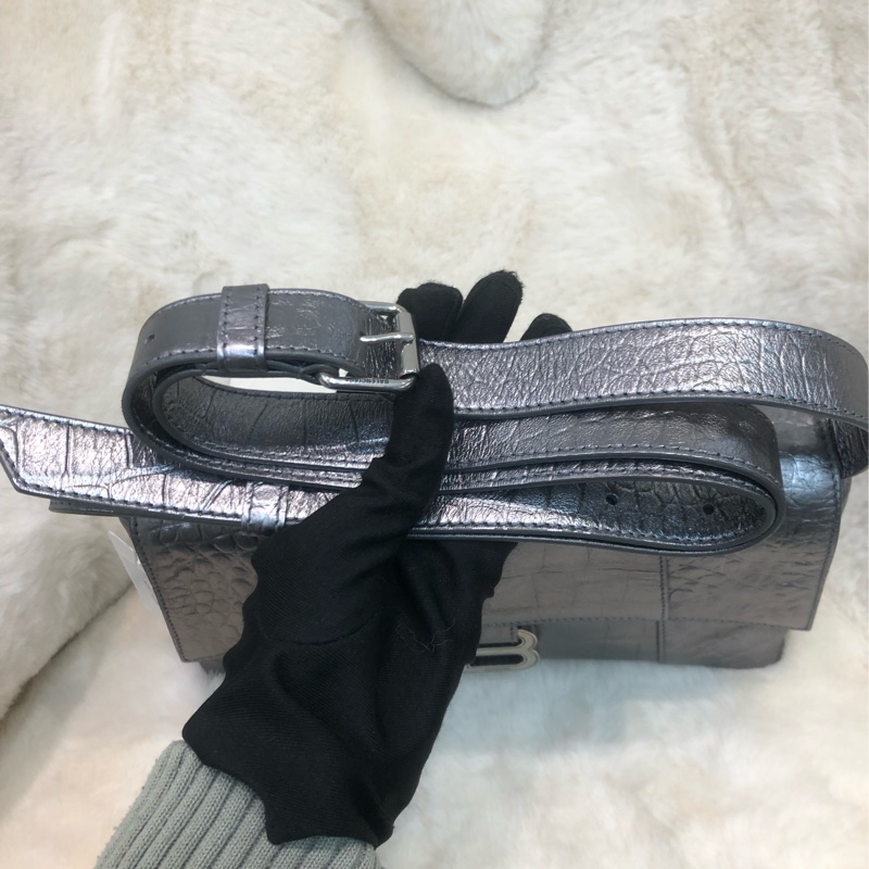 Balenciaga 銀色Town 鱷魚壓紋皮手袋 XC001-16