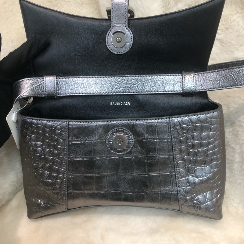 Balenciaga 銀色Town 鱷魚壓紋皮手袋 XC001-21