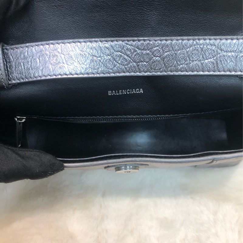 Balenciaga 銀色Town 鱷魚壓紋皮手袋 XC001-22