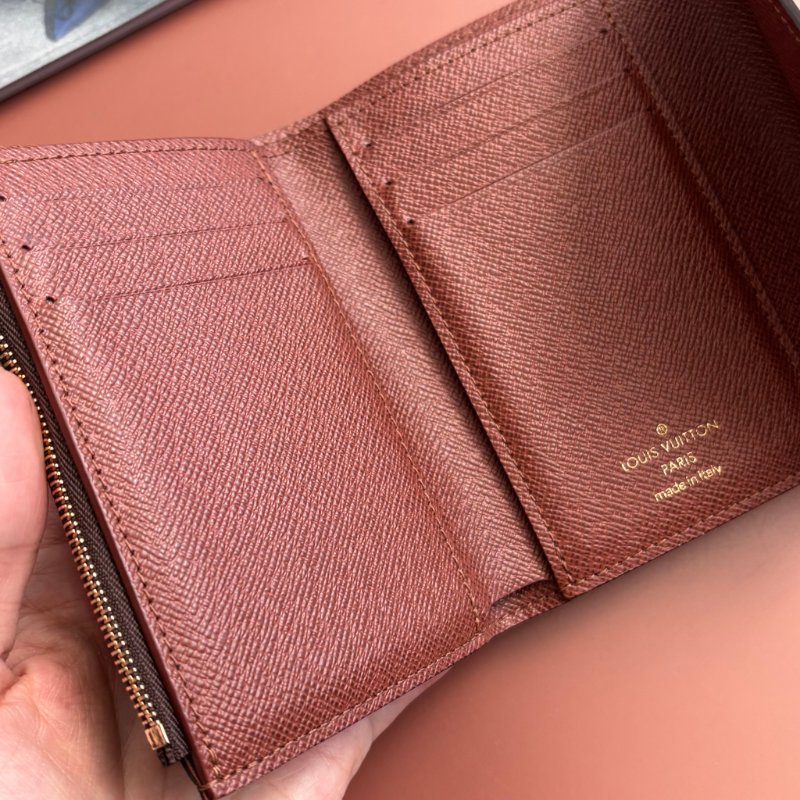 ::LOUIS VUITTON:: LV M62472 Victorine經典花紋內咖色皮革三折短夾-10