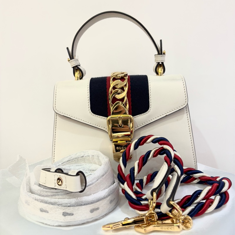 GUCCI白紅藍條Sylvie緞帶包-小-1