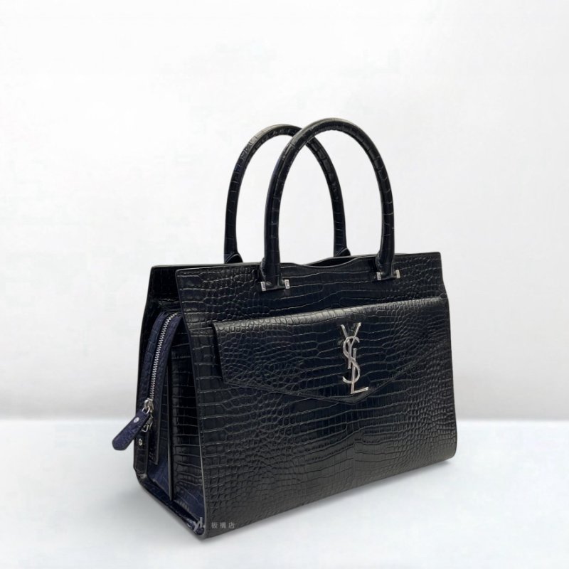 YSL包包 黑色Uptown small牛皮鱷魚壓紋兩用包-1