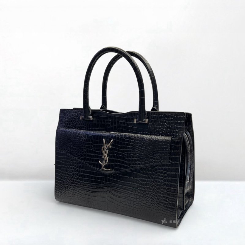 YSL包包 黑色Uptown small牛皮鱷魚壓紋兩用包-2