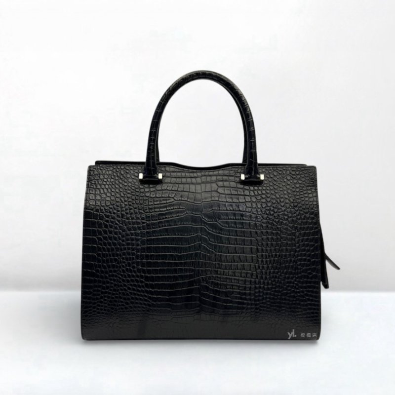 YSL包包 黑色Uptown small牛皮鱷魚壓紋兩用包-3