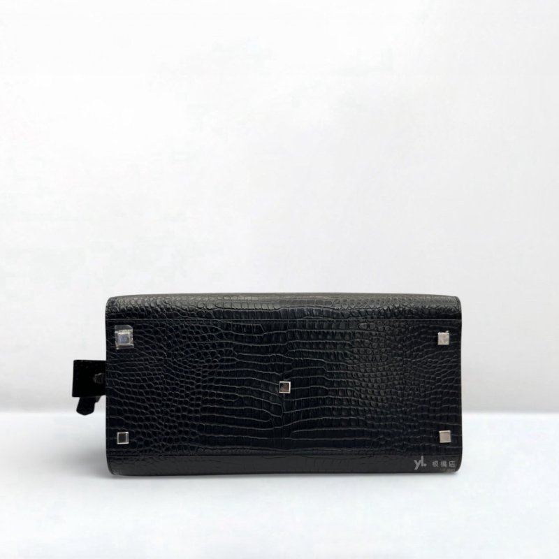 YSL包包 黑色Uptown small牛皮鱷魚壓紋兩用包-4
