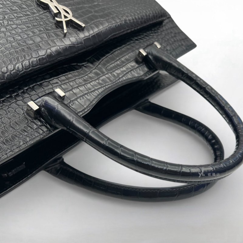 YSL包包 黑色Uptown small牛皮鱷魚壓紋兩用包-6
