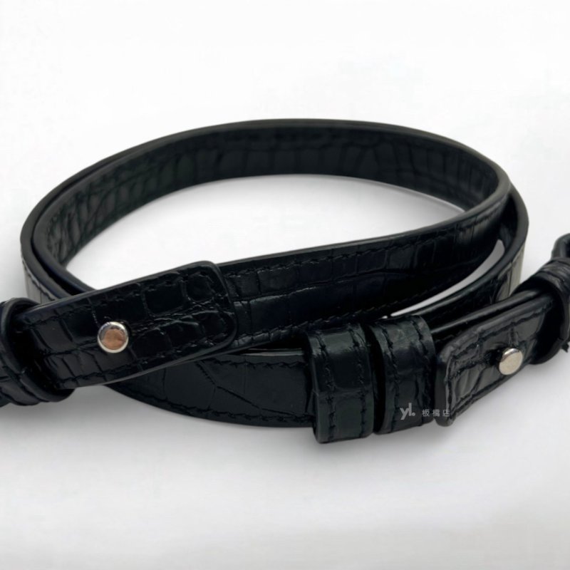 YSL包包 黑色Uptown small牛皮鱷魚壓紋兩用包-7