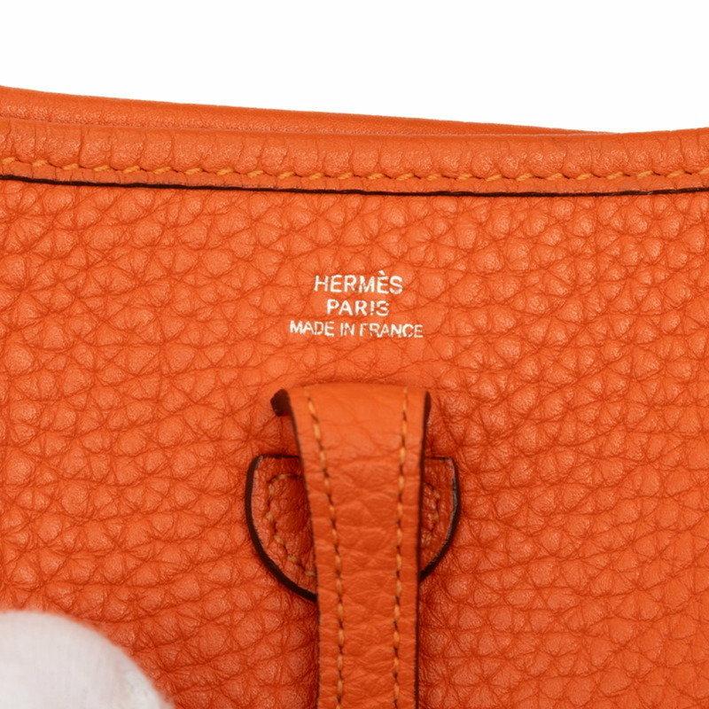 愛馬仕 (Hermes) 女士 Evelyn TPM 斜挎單肩包，橙色 Taurillon Clemence 皮革。-4