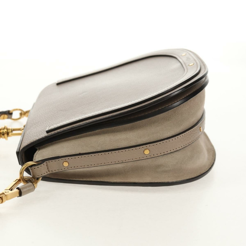 【日本直送】Chloe Nile 中型手環肩背包 皮革 米色 金色 正品 157808-2