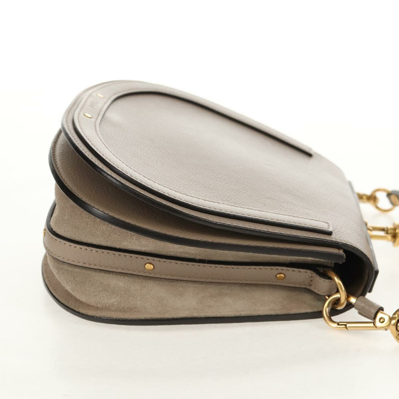 【日本直送】Chloe Nile 中型手環肩背包 皮革 米色 金色 正品 157808-3